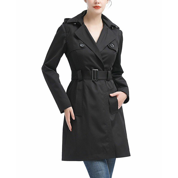 キミ アンド カイ レディース ジャケット＆ブルゾン アウター Women's Angie Water Resistant Hooded Trench Coat Black