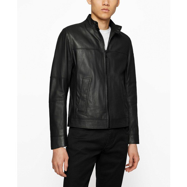 ヒューゴボス メンズ ジャケット＆ブルゾン アウター BOSS Men's Slim-Fit Biker Jacket Black