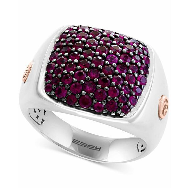 エフィー コレクション メンズ リング アクセサリー EFFY® Men's Ruby Ring (1-3/4 ct. t.w.) in Sterling Silver & 14k Rose Gold S