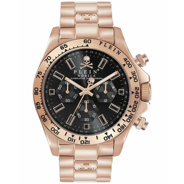 フィリッププレイン メンズ 腕時計 アクセサリー Men's Chronograph Nobile Rose Gold-Tone Stainless Steel Bracelet Watch 43mm Rose G