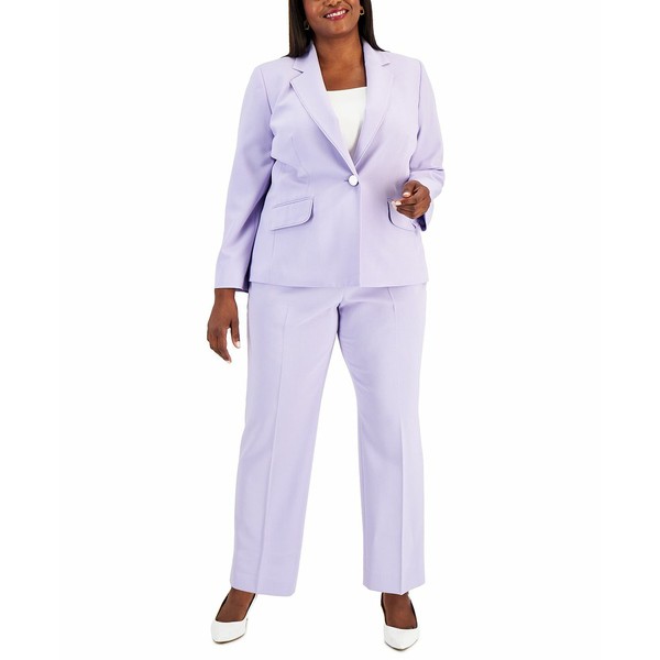 ル スーツ レディース カジュアルパンツ ボトムス Plus Size Seamed Blazer Pantsuit Lilac