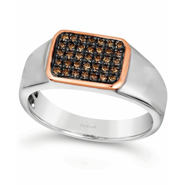 ルヴァン メンズ リング アクセサリー Men's Diamond Ring (1/3 ct. t.w.) in Sterling Silver & 14k Rose Gold Silver