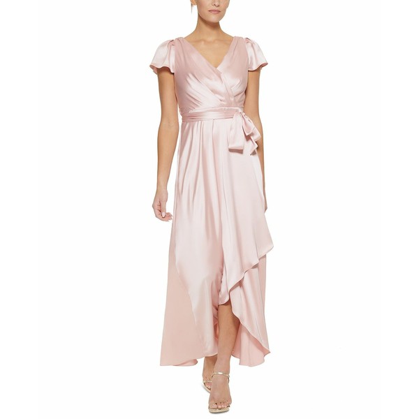 ダナ キャラン ニューヨーク レディース ワンピース トップス Women's Satin Faux-Wrap Gown Elegant Rose