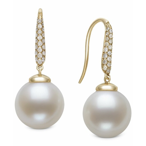 ベル ドゥ メール レディース ピアス＆イヤリング アクセサリー Cultured Freshwater Pearl (10mm) & Diamond (1/5 ct. t.w.) Drop Earri