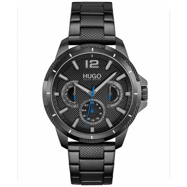 フューゴ メンズ 腕時計 アクセサリー Men's Sport Black Ion Plated Steel Bracelet Watch 46mm Black