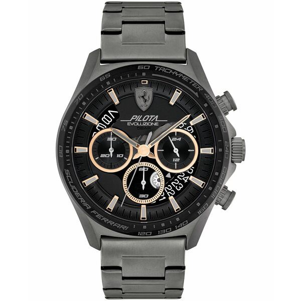 フェラーリ メンズ 腕時計 アクセサリー Men's Chronograph Pilota Evo Gray-Tone Stainless Steel Bracelet Watch 44mm Gray