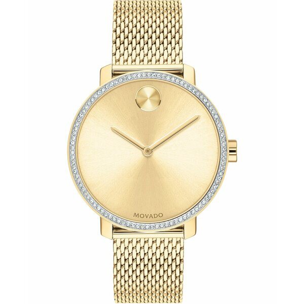 モバド レディース 腕時計 アクセサリー Women's Swiss Bold Gold Ion-Plated Stainless Steel Mesh Bracelet Watch 34mm Gold