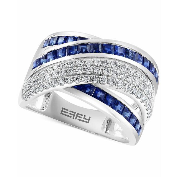 エフィー コレクション レディース リング アクセサリー EFFY® Sapphire (1-5/8 ct. t.w.) & Diamond (1/2 ct. t.w.) Crossover Stat