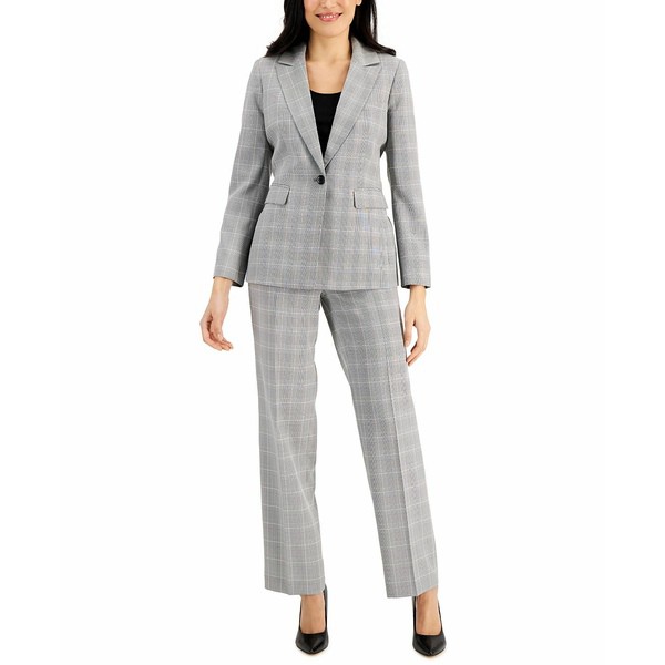 ル スーツ レディース カジュアルパンツ ボトムス Printed Notch-Collar Pantsuit, Regular & Petite Sizes Black/white