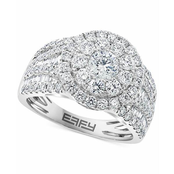 エフィー コレクション レディース リング アクセサリー EFFY® Diamond Round & Baguette Halo Cluster Engagement Ring (2 ct. t.w.