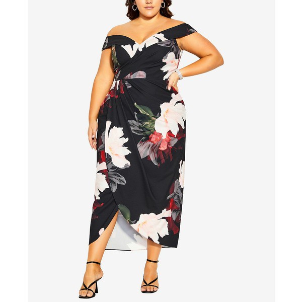 シティーシック レディース ワンピース トップス Trendy Plus Size Pixel Floral Maxi Dress Pixel Floral