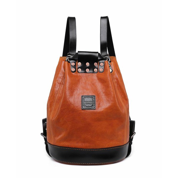 オールドトレンド レディース バックパック・リュックサック バッグ Women's Genuine Leather Canna Backpack Cognac