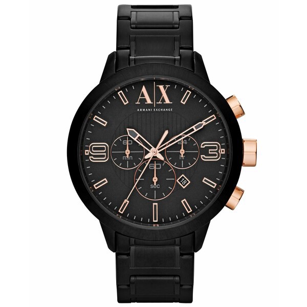 アルマーニ メンズ 腕時計 アクセサリー Men's Chronograph Black Stainless Steel Bracelet Watch 49mm Black