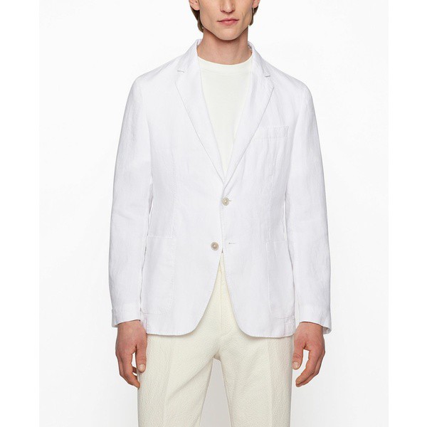 ヒューゴボス メンズ ジャケット＆ブルゾン アウター BOSS Men's Slim-Fit Jacket White