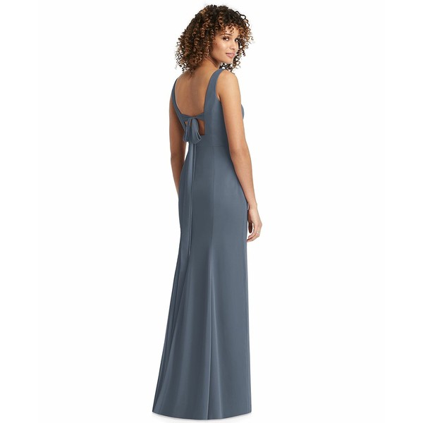 ソーシャルブライドメイド レディース ワンピース トップス Women's Bow-Back Sleeveless Chiffon Gown Silverstone