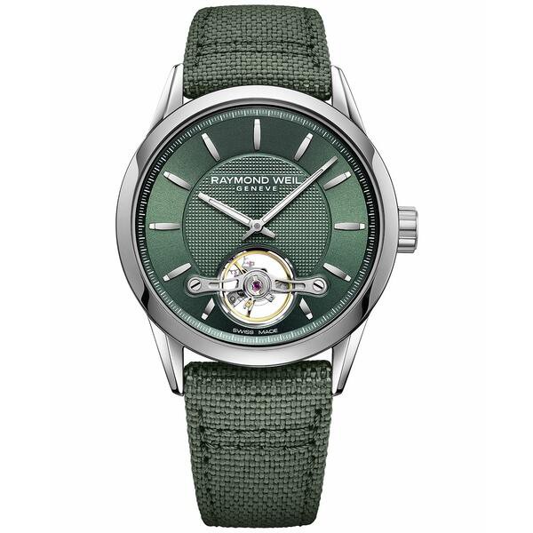 レイモンドウェイル メンズ 腕時計 アクセサリー Men's Swiss Automatic Freelancer Calibre RW1212 Green Canvas Strap Watch 43mm Gree