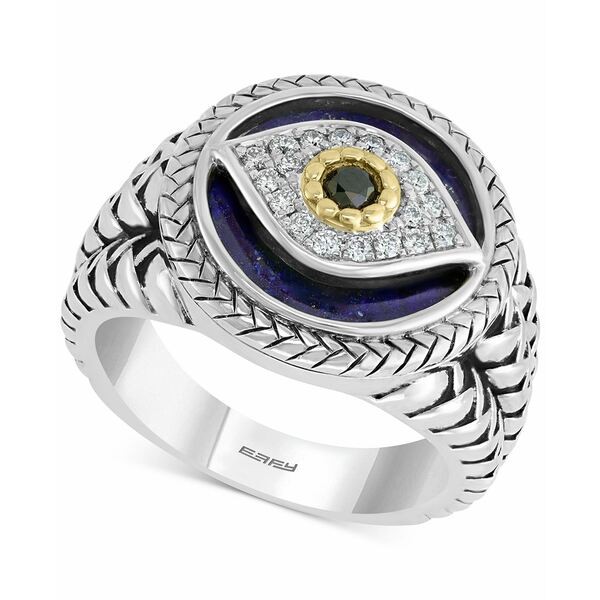 エフィー コレクション メンズ リング アクセサリー EFFY® Men's Multi-Gemstone & Diamond (1/10 ct. t.w.) Evil Eye Ring in Sterl