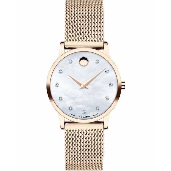 モバド レディース 腕時計 アクセサリー Women's Swiss Museum Classic Diamond (1/20 ct. t.w.) Rose Gold PVD Stainless Steel Mesh Br