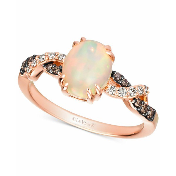 ルヴァン レディース リング アクセサリー Neopolitan Opal (1 ct. t.w.) & Diamond (1/6 ct. t.w.) Twist Ring in 14k Rose Gold Neopol