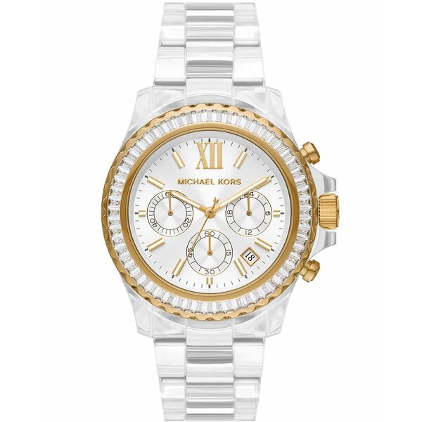 マイケルコース レディース 腕時計 アクセサリー Women's Chronograph Clear Castor Oil Bracelet Watch 42mm Clear