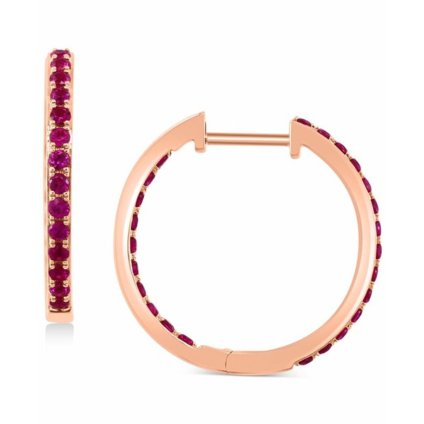 エフィー コレクション レディース ピアス＆イヤリング アクセサリー EFFY® Ruby Small Hoop Earrings (1/2 ct. t.w.) in 14k Rose G