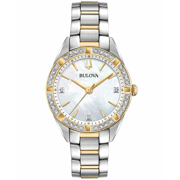 ブロバ レディース 腕時計 アクセサリー Women's Sutton Diamond (1/10 ct. t.w.) Two-Tone Stainless Steel Bracelet Watch 32.5mm No C