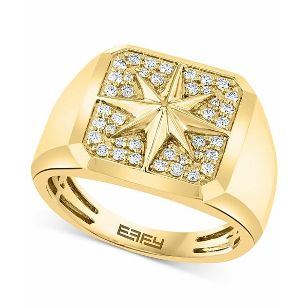 エフィー コレクション メンズ リング アクセサリー EFFY® Men's Diamond Cluster Starburst Ring (1/3 ct. t.w.) in 14k Gold Yello