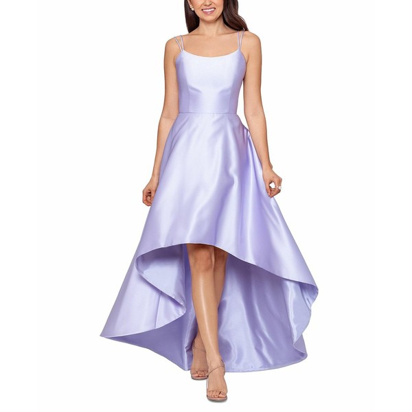 エスケープ レディース ワンピース トップス Women's Fit & Flare Thin Dual Strap High-Low Ballgown Iris