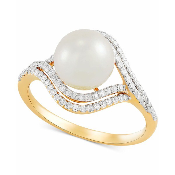 ホノラ レディース リング アクセサリー Cultured Freshwater Pearl (8mm) & Diamond (1/4 ct. t.w.) Ring in 14k Gold Yellow Gold