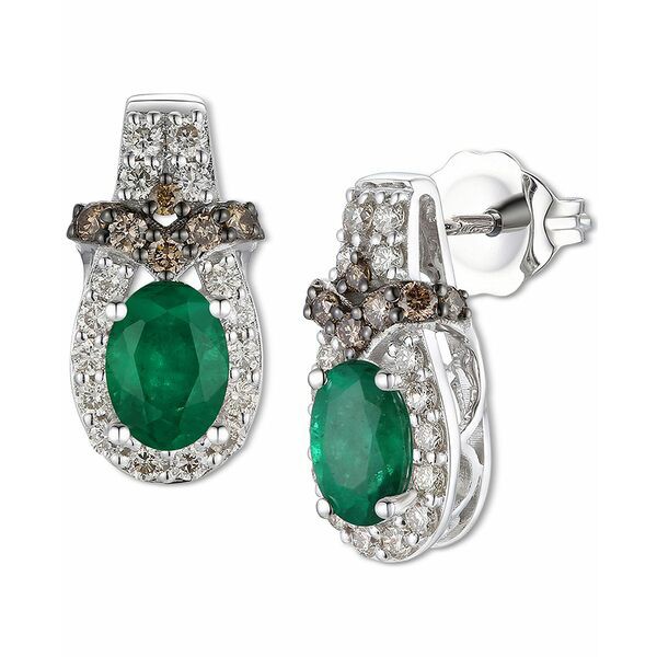 ルヴァン レディース ピアス＆イヤリング アクセサリー Emerald (5/8 ct. t.w.) & Diamond (1/2 ct. t.w.) Stud Earrings in 14k White G