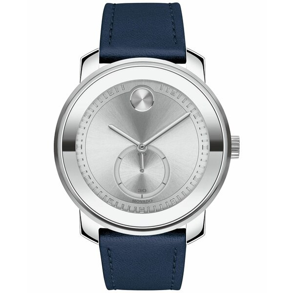 モバド メンズ 腕時計 アクセサリー Men's Bold Sport Swiss Navy Leather Strap Watch 44.5mm Silver