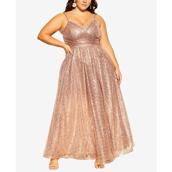 シティーシック レディース ワンピース トップス Trendy Plus Size Sophia Maxi Dress Rose Gold