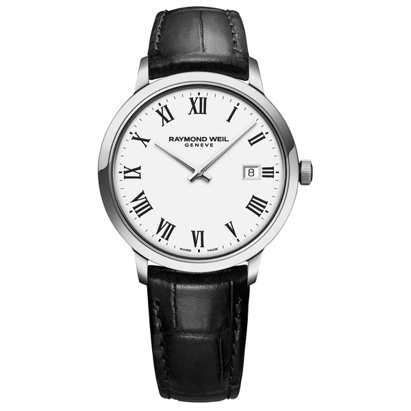 レイモンドウェイル メンズ 腕時計 アクセサリー Men's Swiss Toccata Black Leather Strap Watch 39mm Black