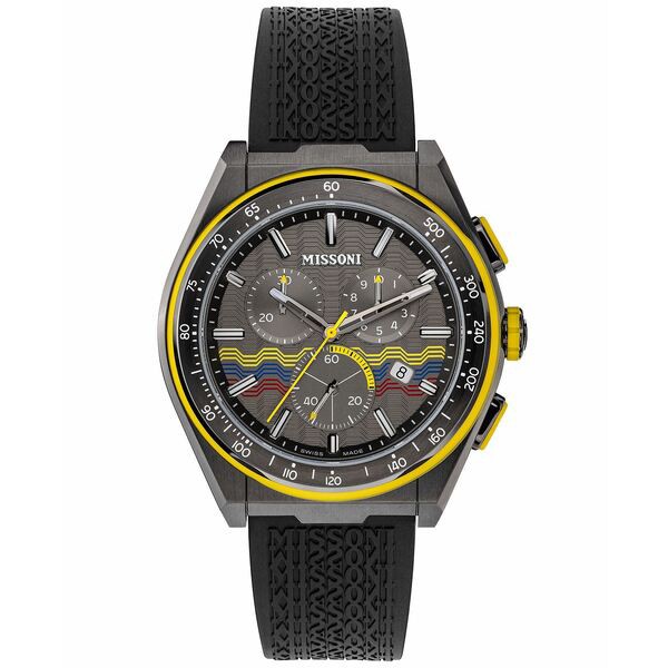 ミッソーニ メンズ 腕時計 アクセサリー Men's Swiss Chronograph M331 Black Rubber Strap Watch 45mm Ip Gunmetal