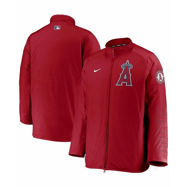 ナイキ メンズ ジャケット＆ブルゾン アウター Men's Red Los Angeles Angels Authentic Collection Dugout Full-Zip Jacket Red