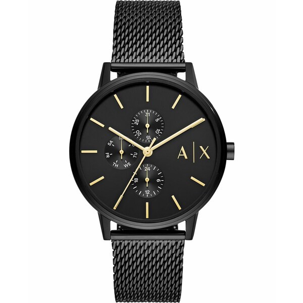 アルマーニ メンズ 腕時計 アクセサリー Men's Cayde Black Stainless Steel Mesh Bracelet Watch 42mm Black