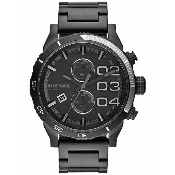 ディーゼル メンズ 腕時計 アクセサリー Men's Chronograph Double Down 2.0 Black Ion-Plated Stainless Steel Bracelet Watch 59x48mm