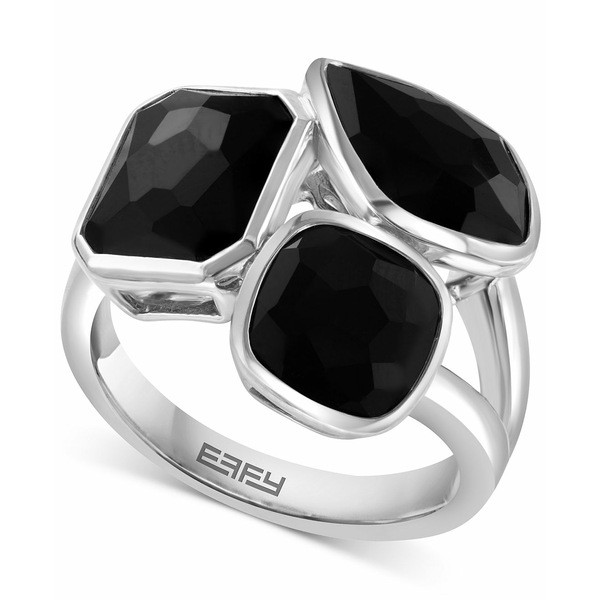 エフィー コレクション レディース リング アクセサリー EFFY® Onyx Triple Stone Statement Ring in Sterling Silver Sterling Silv