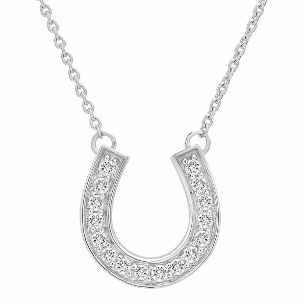 ラップド レディース ネックレス・チョーカー・ペンダントトップ アクセサリー Diamond Horseshoe Pendant Necklace (1/6 ct. t.w.) in