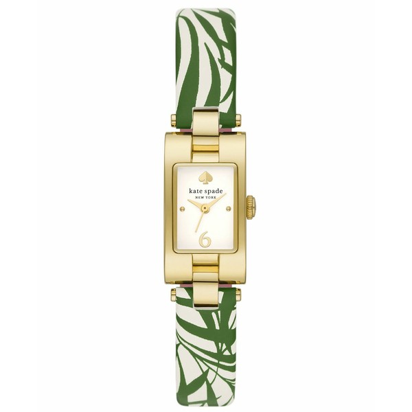 ケイト スペード レディース 腕時計 アクセサリー Women's Brookville in Gold-Tone Plated with Green White Leather Strap Watch 12mm