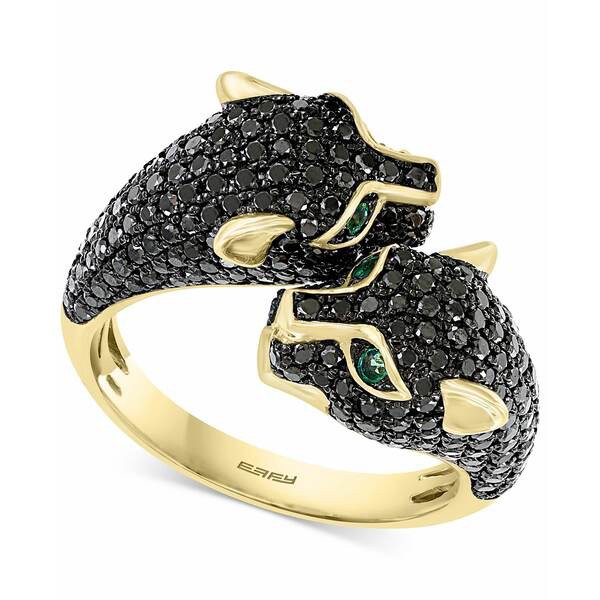 エフィー コレクション レディース リング アクセサリー EFFY® Black Diamond (1-1/2 ct. t.w.) & Emerald (1/20 ct. t.w.) Double P