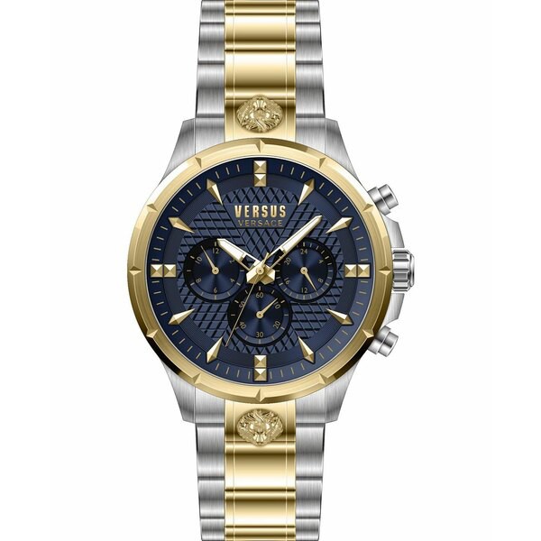 ヴェルサス ヴェルサーチ メンズ 腕時計 アクセサリー Versus by Versace Men's Chrono Lion Modern Round Gold-tone/Silver-tone Stainl