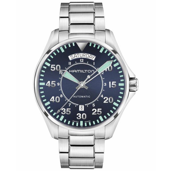 ハミルトン メンズ 腕時計 アクセサリー Men's Swiss Automatic Khaki Aviation Stainless Steel Bracelet Watch 42mm Silver