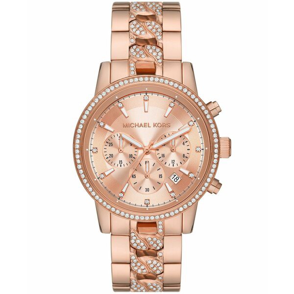 マイケルコース レディース 腕時計 アクセサリー Women's Ritz Rose Gold-Tone Stainless Steel Bracelet Watch, 41mm Rose Gold-Tone