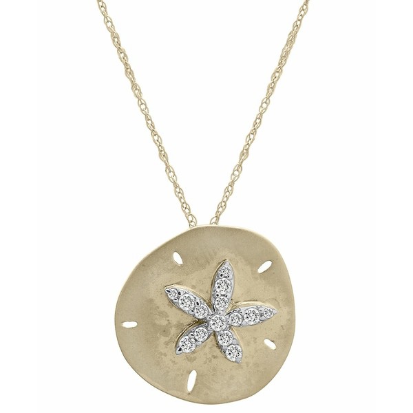 ラップド レディース ネックレス・チョーカー・ペンダントトップ アクセサリー Diamond Starfish Sand Dollar Pendant Necklace (1/6 ct