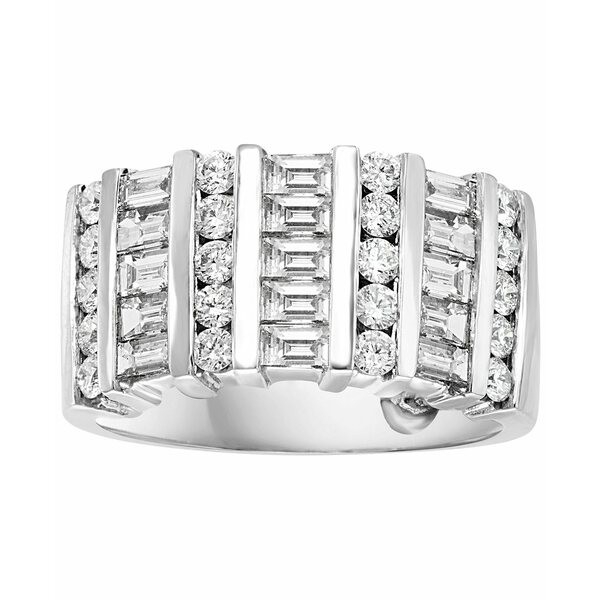 エフィー コレクション レディース リング アクセサリー EFFY® Diamond Baguette & Round Multirow Polished Bar Statement Ring (1-