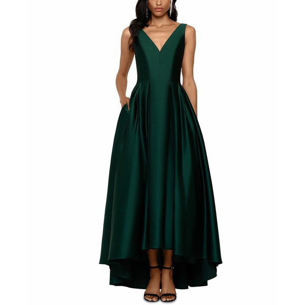 ベッツィ アンド アダム レディース ワンピース トップス Petite High-Low V-Neck Ball Gown Emerald