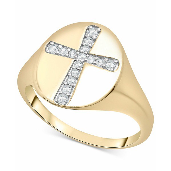 ラップド レディース リング アクセサリー Diamond Cross Ring (1/7 ct. t.w.) in 14k Gold, Created for Macy's Yellow Gold