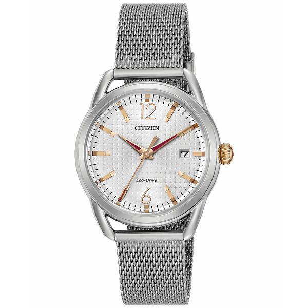 シチズン レディース 腕時計 アクセサリー Drive from Citizen Eco-Drive Women's Stainless Steel Mesh Bracelet Watch 34mm FE6081-51A