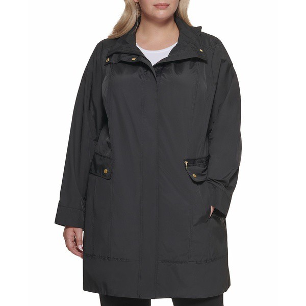 コールハーン レディース ジャケット＆ブルゾン アウター Plus Size Packable Water-Resistant Raincoat Black